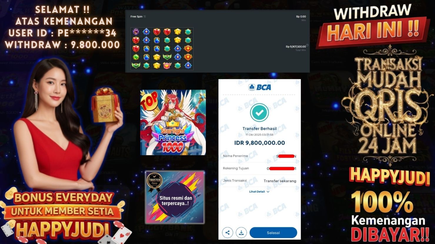 HAPPYJUDI JACKPOT SLOT STARLIGHT PRINCESS 1000